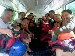 The white water rafting package includes transport accommodation & meals Davao transport